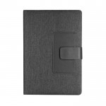 Libreta de RPET con bolsillo para tarjetas A5 hojas a rayas color negro primera vista