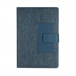 Libreta de RPET con bolsillo para tarjetas A5 hojas a rayas color azul marino primera vista