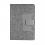 Libreta de RPET con bolsillo para tarjetas A5 hojas a rayas color gris primera vista