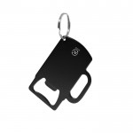 Llavero abridor de aluminio reciclado GRS en forma de jarra color negro primera vista