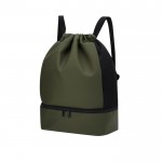 Mochila de cuerdas de PU con bolsillo en la base para zapatos color verde segunda vista