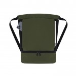 Mochila de cuerdas de PU con bolsillo en la base para zapatos color verde quinta vista