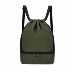 Mochila de cuerdas de PU con bolsillo en la base para zapatos color verde primera vista