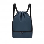 Mochila de cuerdas de PU con bolsillo en la base para zapatos color azul marino primera vista