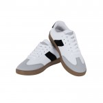 Zapatilla de piel suave y cordones a juego con suela de goma color blanco primera vista