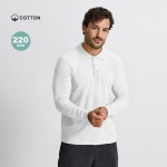 Polo unisex blanco de manga larga de algodón MKT Charlot 220 g/m2