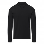 Polo unisex de manga larga de algodón MKT Charlot 220 g/m2 color negro primera vista