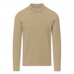 Polo unisex de manga larga de algodón MKT Charlot 220 g/m2 color caqui primera vista