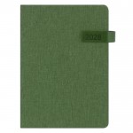 Agenda de RPET de tapa rígida con cierre magnético y vista diaria A5 color verde primera vista