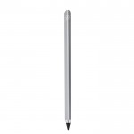 Lápiz eterno de aluminio reciclado con escritura infinita color plateado primera vista