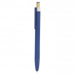Bolígrafo puntero de aluminio con pulsador de bambú tinta azul color azul primera vista