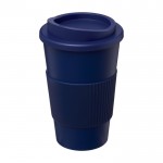 Vaso take away de plástico con agarre color azul oscuro