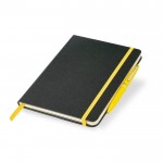 Libreta con tapa de cartón y cinta de color A5 hojas lisas color amarillo