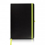 Libreta con tapa de cartón y cinta de color A5 hojas lisas color verde claro
