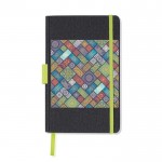 Libreta de cuero sintético con detalles de color A5 hojas a rayas color verde claro