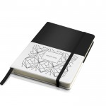 Libreta de cuero sintético bicolor con cinta A5 hojas lisas color negro