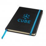 Libreta de cuero sintético con tapa marcable a láser A5 hojas lisas color turquesa