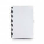 Cuaderno de notas con anillas y portabolígrafos A5 hojas a rayas color blanco