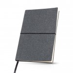 Libreta de piel reciclada y elástico horizontal A5 hojas punteadas color gris oscuro vista 1