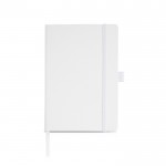 Libreta de RPET con cinta y soporte para boli A5 hojas lisas color blanco