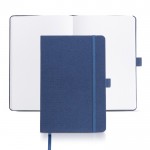 Libreta de RPET con cinta y soporte para boli A5 hojas lisas color azul marino vista 2