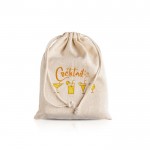 Set de 4 posavasos de bambú con una bolsa de algodón incorporada vista con logo impreso
