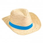 Sombrero de paja para promociones color azul real primera vista