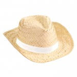 Sombrero de paja para promociones color blanco primera vista
