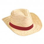 Sombrero de paja para promociones color burdeos primera vista