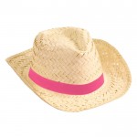 Sombrero de paja para promociones color fucsia primera vista