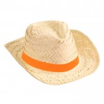 Sombrero de paja para promociones color naranja primera vista