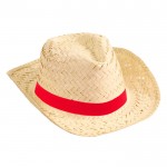Sombrero de paja para promociones color rojo primera vista