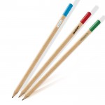 Lápiz de carboncillo de madera con la punta en distintos colores vista con logo impreso