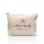 Bolsito de algodón con gran espacio y bolsillo interior 310 g/m2 color beige vista con logo impreso
