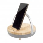 Altavoz Prixton 4 en 1 de 10W con luz LED y base de carga inalámbrica color madera