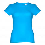 Camisetas personalizadas mujer algodón color azul cian primera vista
