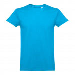 Camiseta cuello tubular y algodón 190 g/m2 color azul cian primera vista