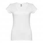 Camiseta corporativa cuello V para mujer color blanco primera vista