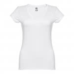 Camiseta corporativa cuello V para mujer color blanco primera vista
