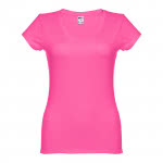 Camisetas con logo y cuello V para mujer color fucsia primera vista