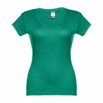 Camiseta corporativa cuello V para mujer color verde jaspeado primera vista