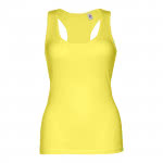 Camisetas mujer sin mangas con logotipo color amarillo claro