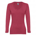 Camisetas mujer manga larga publicidad color rojo jaspeado