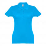 Polo mujer algodón 195 g/m2 color azul cian primera vista