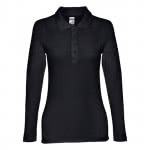 Polo de manga larga para mujer 210 g/m2 color negro primera vista