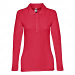 Polo de manga larga para mujer 210 g/m2 color rojo primera vista