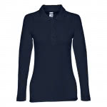 Polo de manga larga para mujer 210 g/m2 color azul marino primera vista