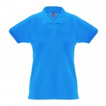 Polo para mujer de algodón 100% 240 g/m2 color azul cian primera vista