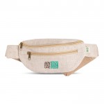 Riñonera de cáñamo y algodón con varios bolsillos 160 g/m2 vista con logo impreso