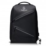 Mochila antirrobo de poliéster con reflectantes para PC 15,6'' color negro vista con logo impreso
